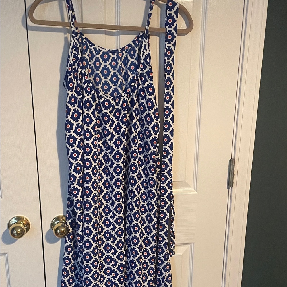 Blue and White Patterned Maxi Dress - Picture 3 of 3